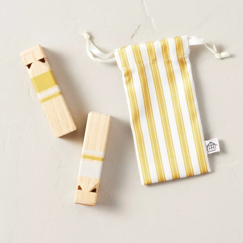 HEARTH & HAND Train Toy Whistles Set Pouch Gold